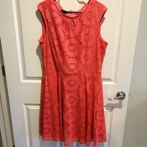 Metaphor Coral Mini Dress with Sleeveless Design and Crew Neck